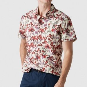 Ross & Gunn Italian 100% Cotton Hawaiian Print Short Sleeve Button-up Shirt